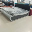 Modern Curved King Size Bed with Upholstered Headboard - 72/60