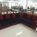 L shape sofa red and black