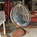 Round jhula swing with stand and cushion