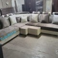 Heavy puffy corner sofa with pillows