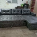 Sofa cum bed in leather rexine