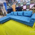 Lounger corner sofa with stitched pillows