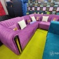 Pink Designer Corner Sofa With Pillows