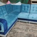 Designer Corner Sofa In Velvet Cloth