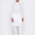 Beautiful Plain Work Cotton White Kurta Pyjama