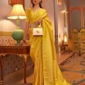 Woven Fancy Fabric Mustard Classic Designer Saree