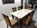 Elegant Off-White Marble Dining Table with 6 Chairs – Gently Used